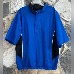 Footjoy Dry Joys Mens Short Sleeve Rain Jacket Size L Blue Golf Water Resistant